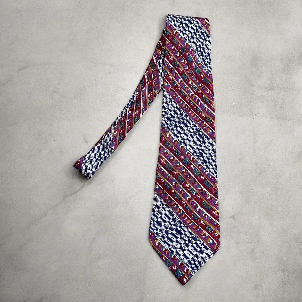 Missoni Men’s 100% Silk Neck Tie Bold Multicolor Geo‎ Abstract Print Handmade